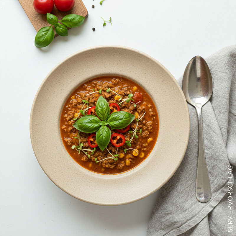 BELLLLA - Bio-Pizzasuppe mit Rinderhackfleisch