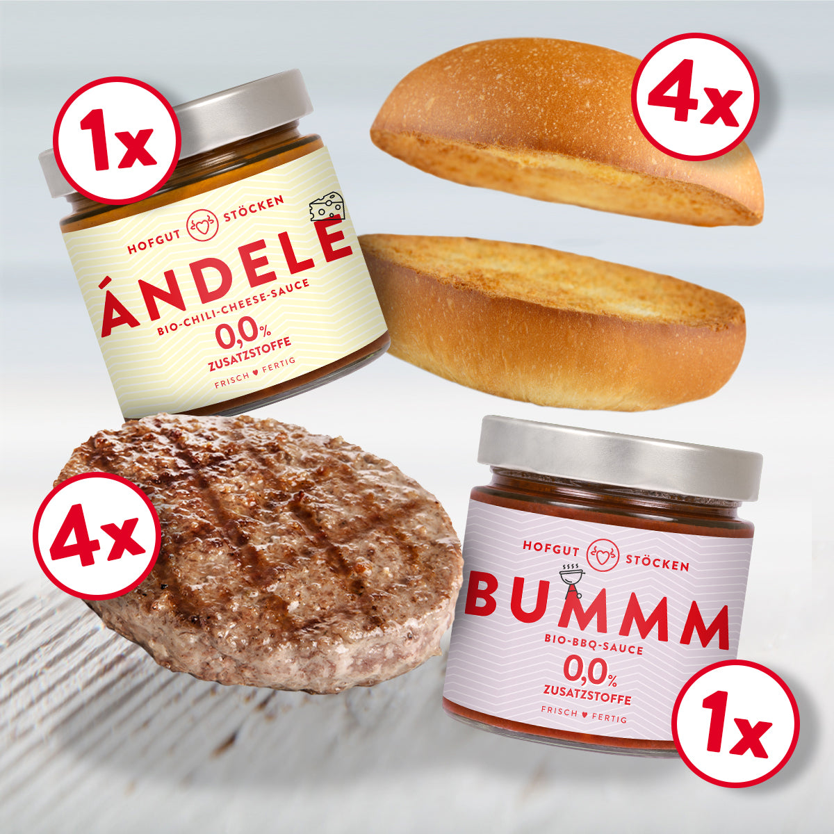 Hirschburgerbox für 4 Burger
