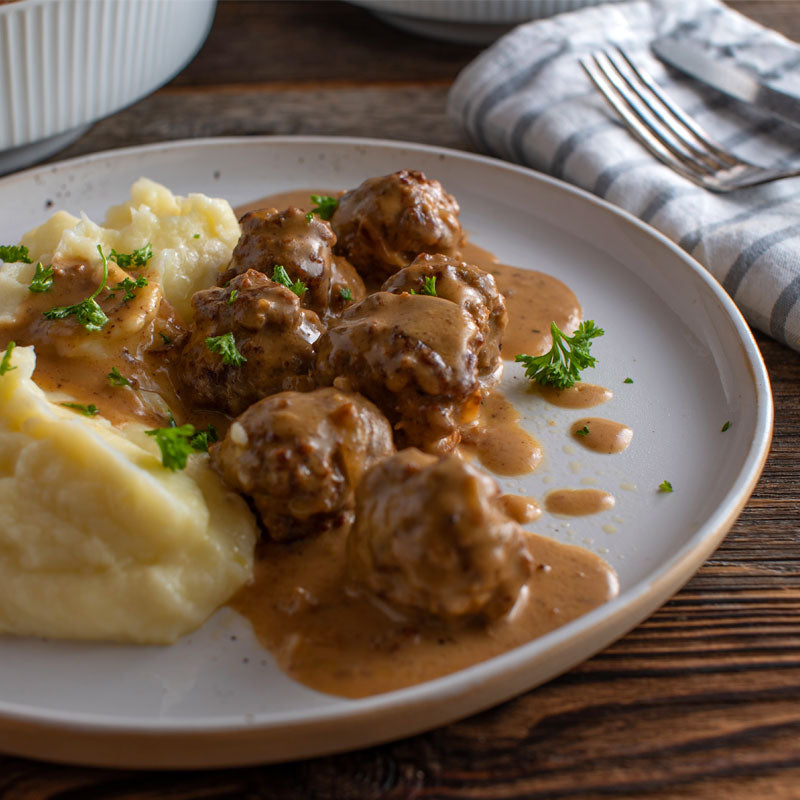 GLÄDJE – Bio-Köttbullar in Preiselbeerrahmsauce