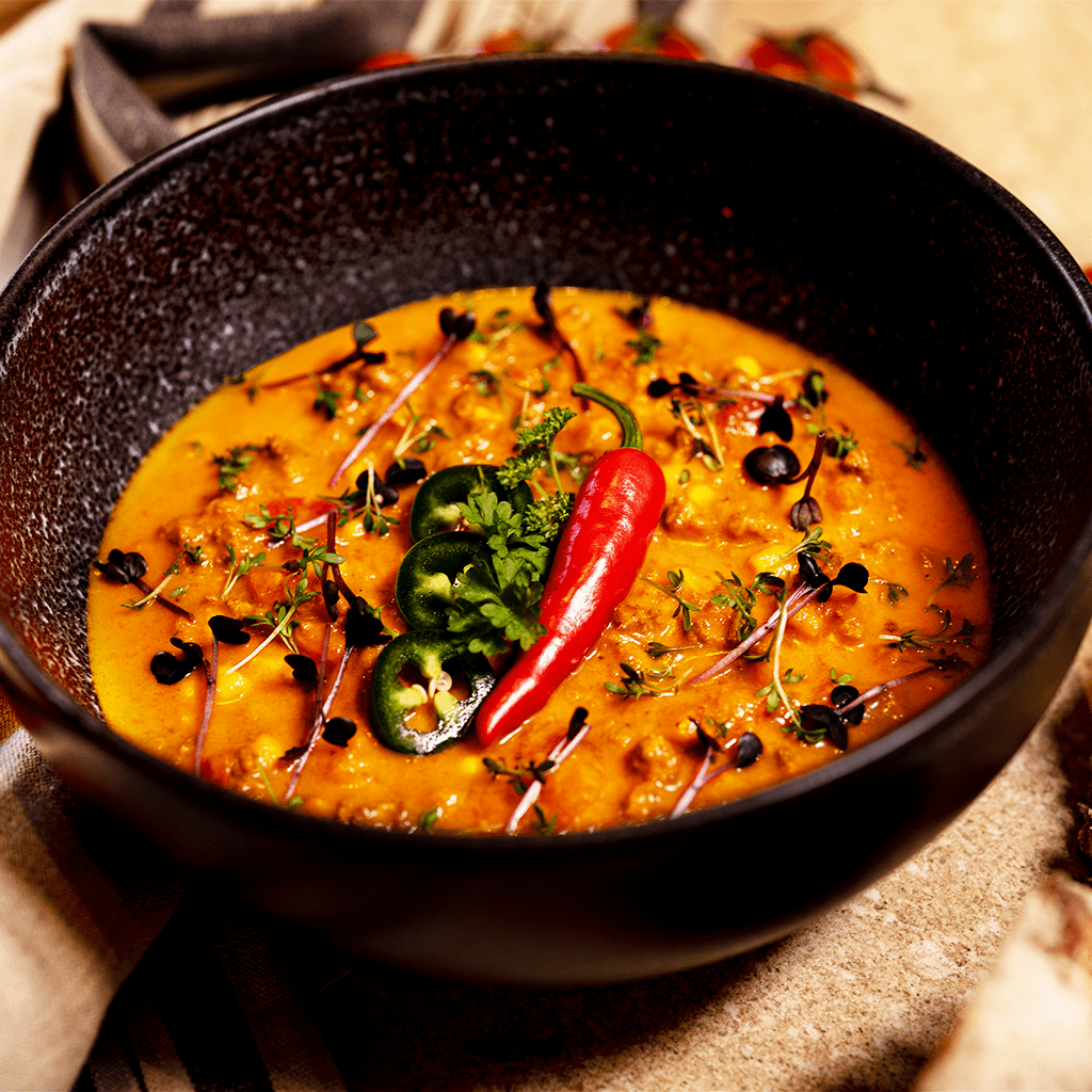 BELLLLA - Bio-Pizzasuppe mit Rinderhackfleisch