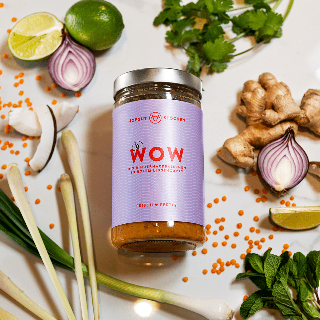 WOW – Bio-Rinderhackbällchen in rotem Linsencurry