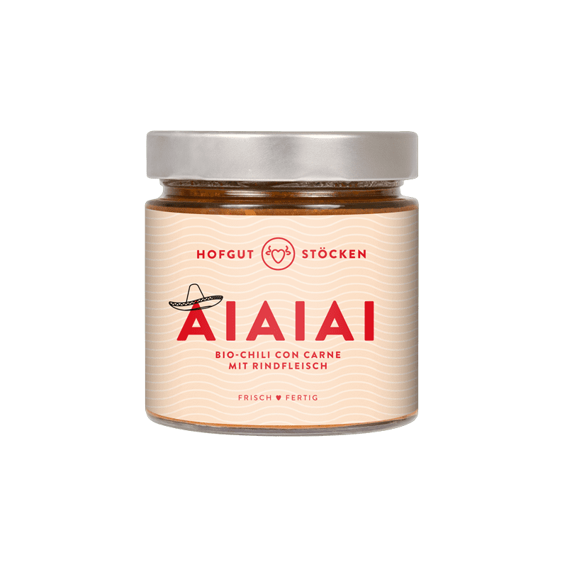 Bio-Fertigmahlzeiten | AIAIAI Bio-Chili con Carne mit Rindfleisch Frisch und Fertig für 1 Person | HOFGUT STÖCKEN