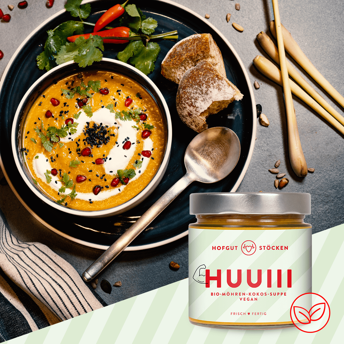 HUUIII – Bio-Möhren-Kokos-Suppe – vegan