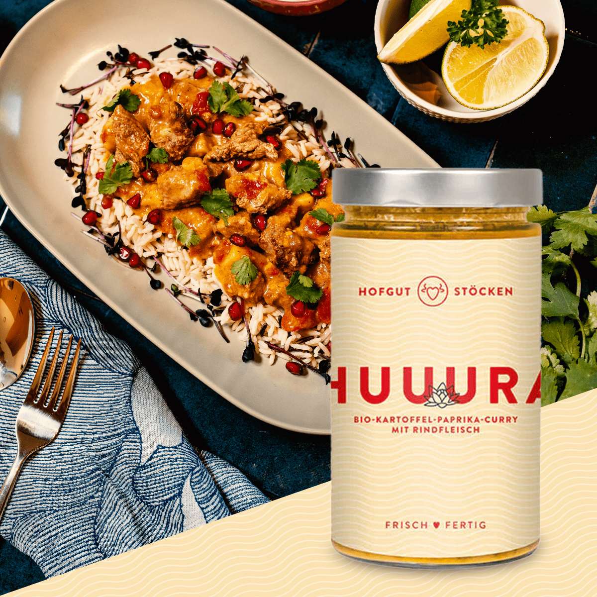 HUUURA - Bio-Kartoffel-Paprika-Curry mit Rindfleisch