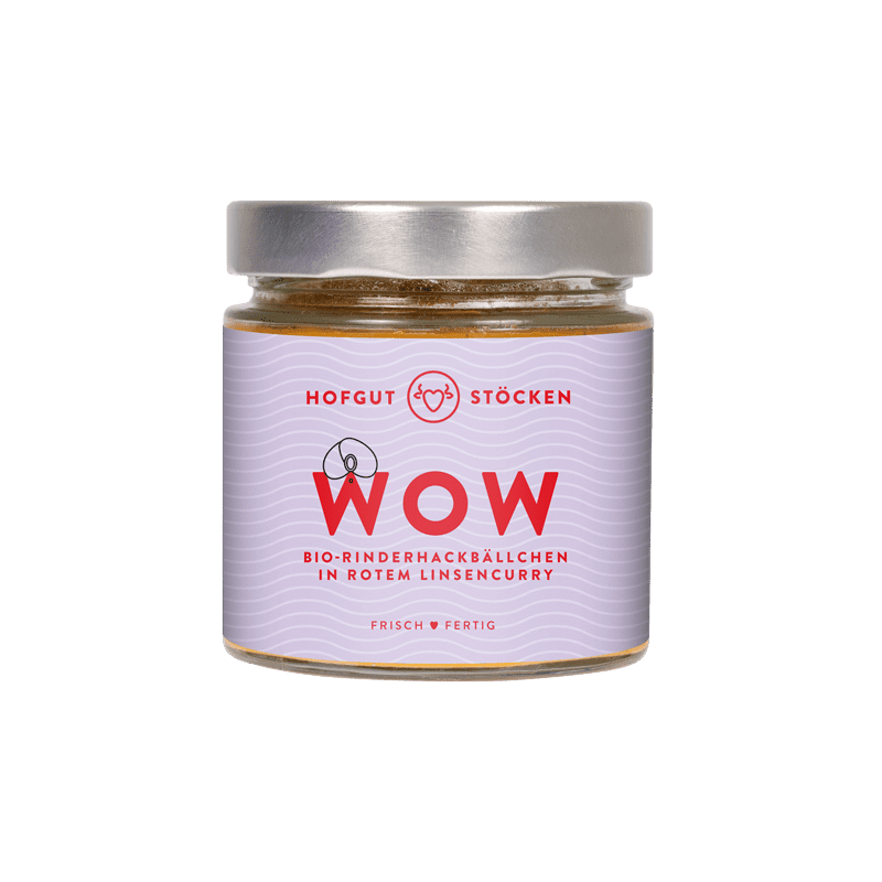 Bio-Fertigmahlzeiten | WOW Bio-Rinderhackbällchen in rotem Linsencurry Frisch und Fertig für 1 Person | HOFGUT STÖCKEN