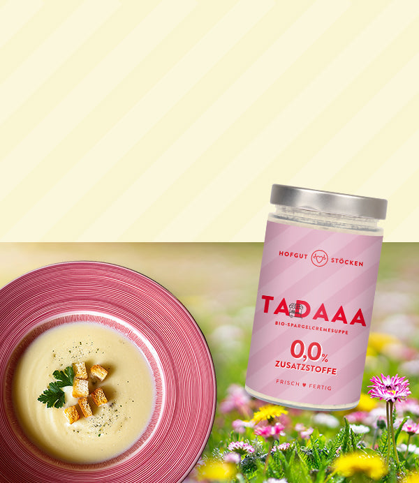 TADAAA! Unsere Spargelcremesuppe ist wieder da – und schmeckt wie Frühling im Glas