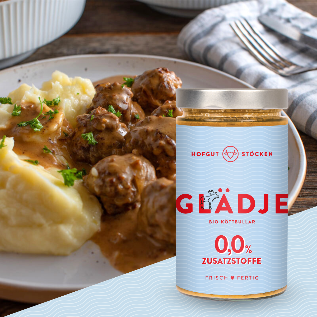 GLÄDJE – Bio-Köttbullar in Preiselbeerrahmsauce