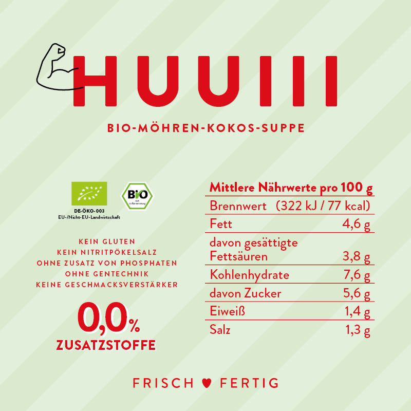 HUUIII – Bio-Möhren-Kokos-Suppe – vegan