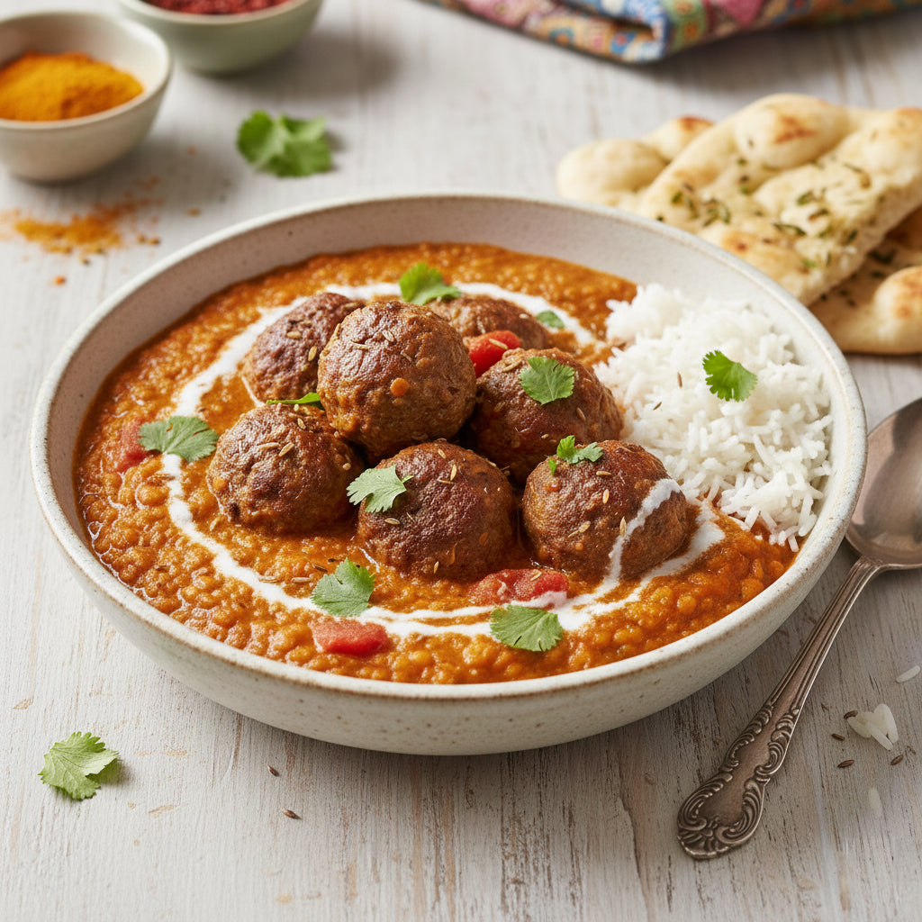 WOW – Bio-Rinderhackbällchen in rotem Linsencurry