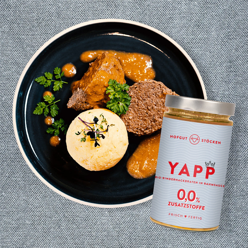 YAPP – Bio-Rinderhackbraten in Rahmsauce