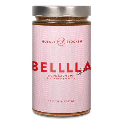 BELLLLA - Bio-Pizzasuppe mit Rinderhackfleisch