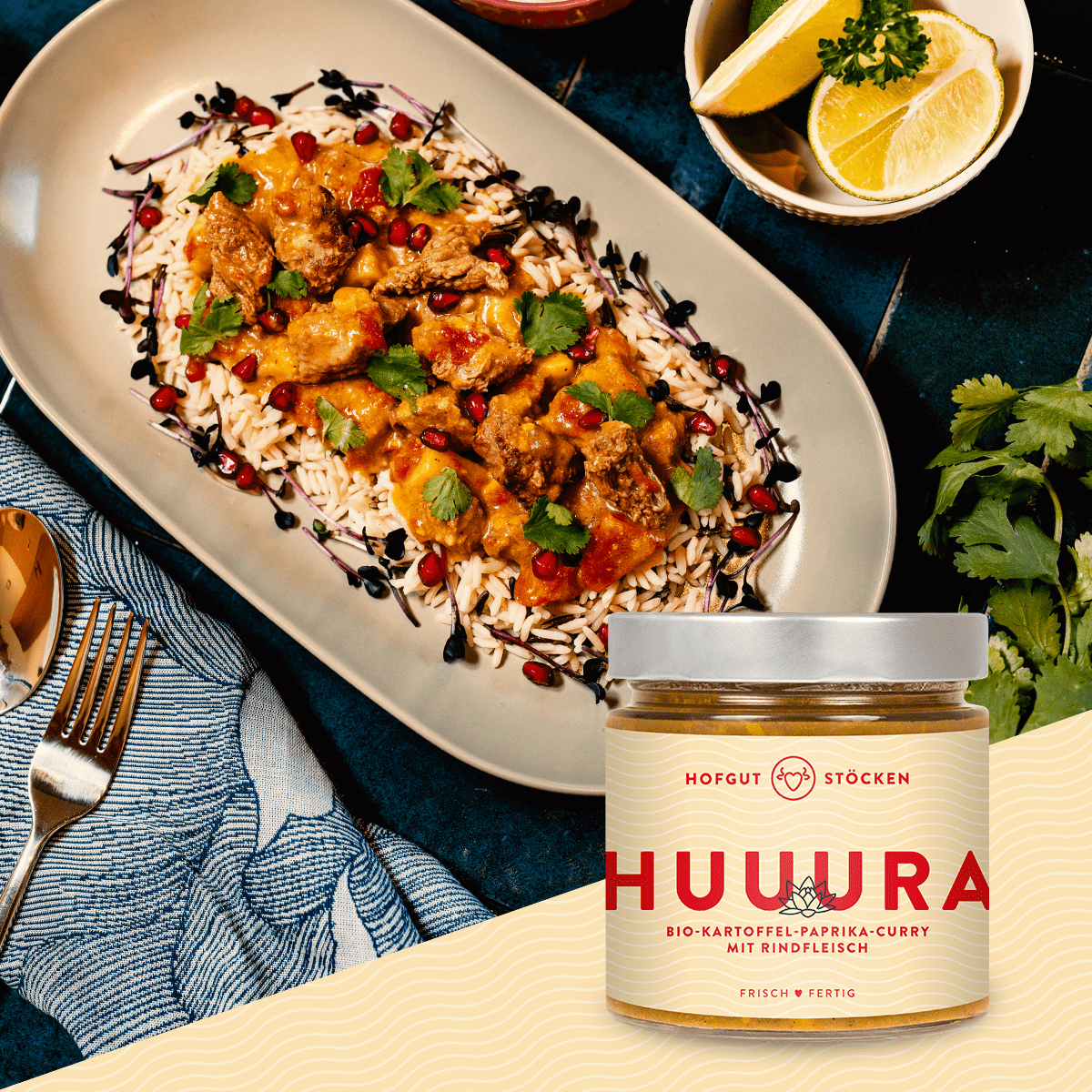 HUUURA - Bio-Kartoffel-Paprika-Curry mit Rindfleisch