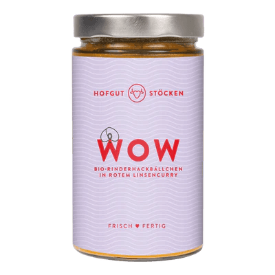 WOW – Bio-Rinderhackbällchen in rotem Linsencurry
